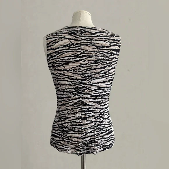Calvin Klein Black and White Zebra Print Blouse - Picture 4 of 6